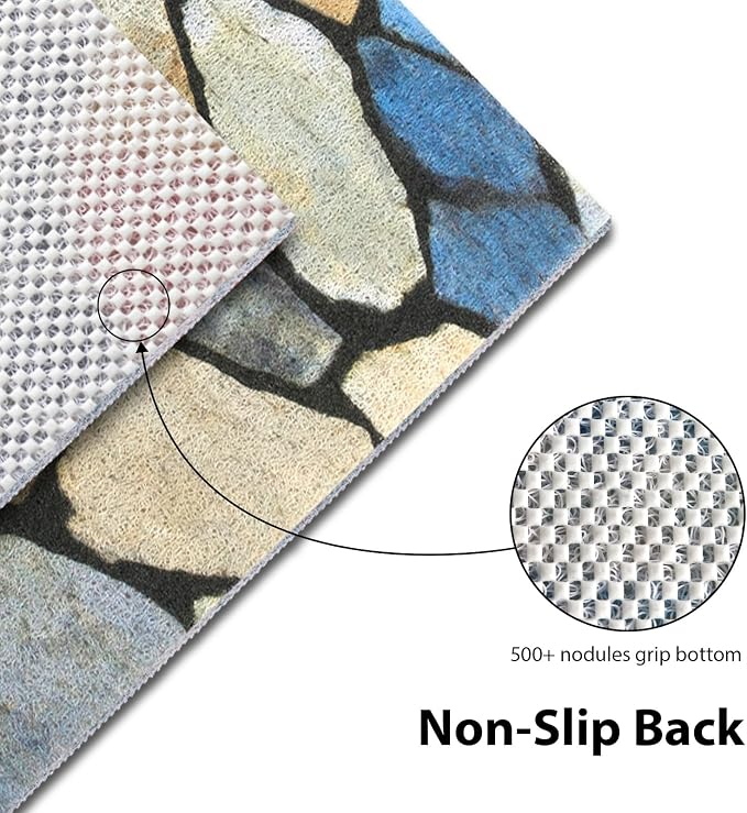 Square Shower Mat, Yonala 27 x 27 Inch Stylish Non Slip Shower Mats for Inside Shower with Central Drain Hole, Soft Trimmable PVC Loofah Anti Slip Shower Mat for Walk in Shower Stall, Quick Drying