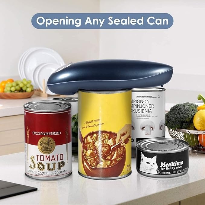 One Touch Electric Can Opener Fits Almost All Can Sizes for Seniors with Arthritis, Hand Held Battery Operated Can Opener with Smooth Edge, Food Safe Kitchen Gadgets Automatic Can Opener for Kitchen