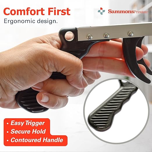 Sammons Preston Reacher, 32" Lightweight Grabber Reacher Tool with Magnetic Tip, Ergonomic Grip & Claw Jaw, Portable Reaching Aid for Seniors, Daily Living & Home Use, Standard Silver