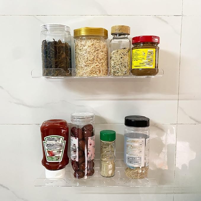 Acrylic Corner Shelves, Adhesive Shelf, Shower Caddy Organizer for Home Decor,Clear Shower Shelf,No Drilling Wall Mounted Bathroom Shelves (Clear 12 inch 2 set)