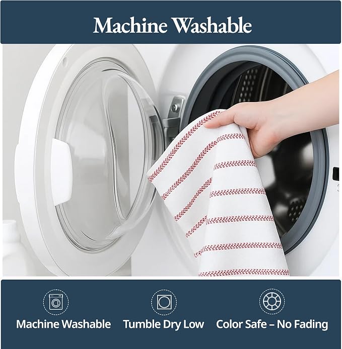 LANE LINEN Kitchen Towel Sets - Pack of 6 Cotton Dish Towels for Drying Dishes, 18”x 28”, Hand Towels, Absorbent Tea Towels, Quick Drying Kitchen Towels Set - Christmas Red
