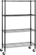Amazon Basics 4-Shelf Heavy Duty Garage Shelving Storage Unit on 3" Wheel Casters, Adjustable Metal Wire Rack with Leveling Feet, 36" x 14" x 57.75", Black