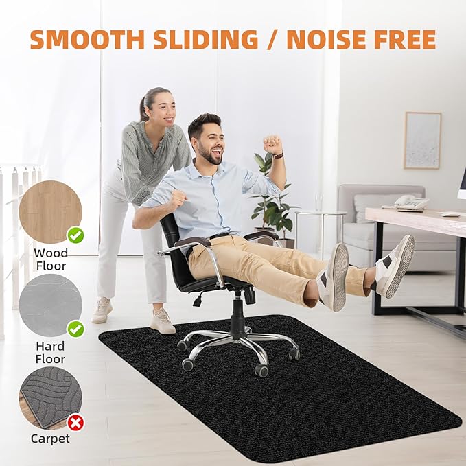 Office Chair Mat for Hardwood and Tile Floor, 55" x 35" Computer Chair Mat, Non-Slip Floor Protector, Under Desk Mat for Rolling Chair, Black
