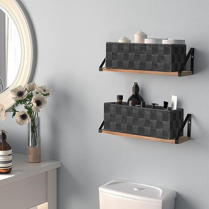 Posprica Woven Baskets, Storage Baskets for Organizing (Set of 8), Cube Baskets Bin Container Matching Storage Boxes Organizers for Pantry, Office, Shelves, Media-room