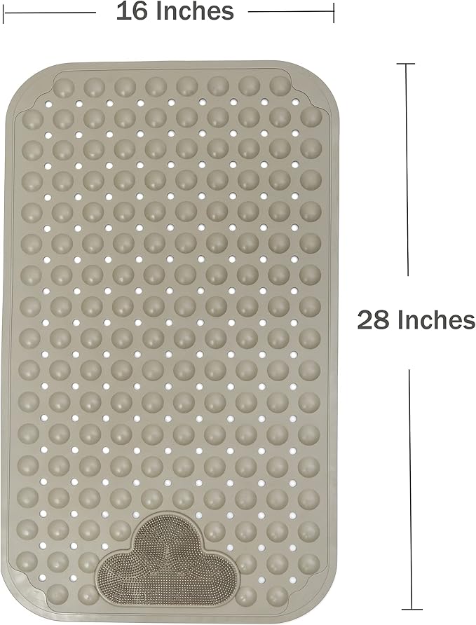 Bath Tub Mat Shower Mat Non Slip Bathtub Mats with Suction Cups Bath Mat for Tub Bathroom Mats 28" X 16" Machine Washable (Light Brown)