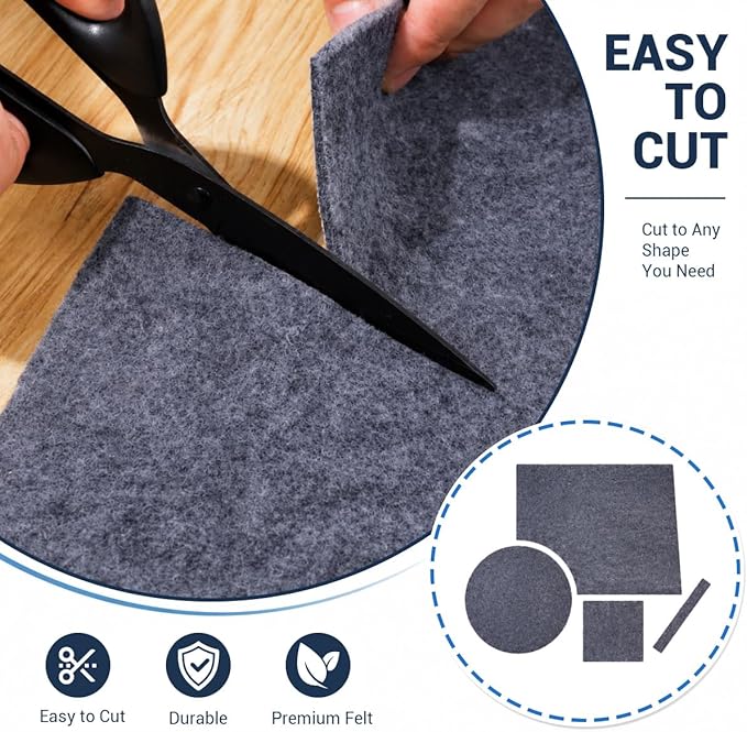 Non Slip Rug Pad 3x5 Ft, 1/8 Inch Thin Felt & Rubber Backing, Non Skid Rug Gripper for Hardwood Floors, Anti-Slip Carpet Pad for Area Rugs, Floor Protection, Moisture Resistant & Easy Trim