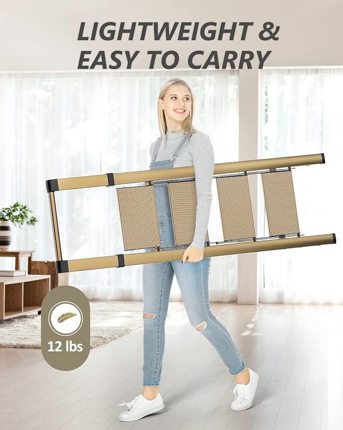 SOLADDER 4 Step Ladder, Folding Step Stool with Anti-Slip Wide Sturdy Pedal and Handgrip, Portable Lightweight Aluminum Stepladder, 300 lbs Capacity, Multi-Use for Home, Library - Brown Gold