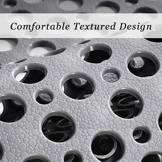 Tiamo Extra Large Non Slip Shower Mat for Inside Shower, 47x32 Inch Oversized Shower Stall Mat,Bath Mat for Shower with Big Suction Cups,Drain Holes,Two-Sided Anti-Slip