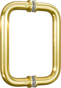 Ranbo Brass Gold 6" （CTC） Tubular Back-to-Back Shower Door Handle，3/4" Diameter Pull Handles with Metal Washers, for 1/4"- 3/4" Thick Glass and 1-3/8" - 2-1/6" Thick Wooden or Metal Doors