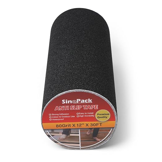 Anti Slip Tape Black - 12Inch x 30FT Non Skid Ramp for Outdoor, High Traction Abrasive Adhesive Anti Slip for Stairs Step