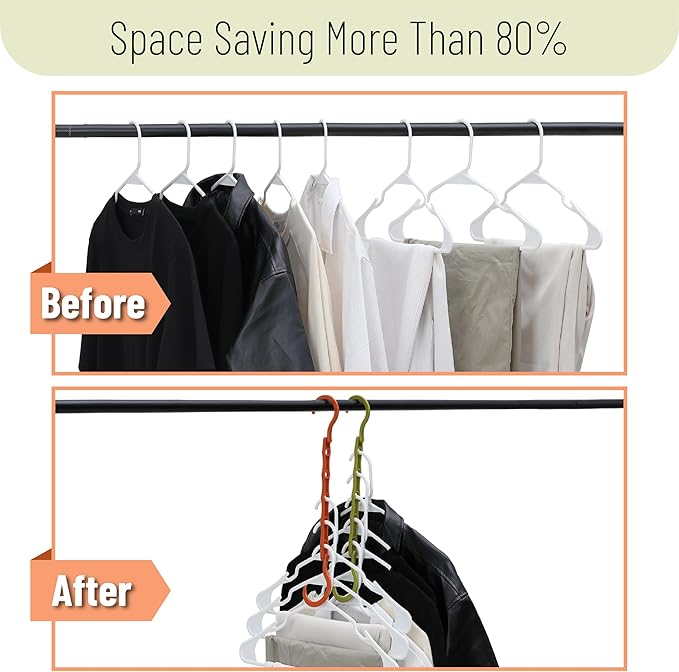 Mr. Pen- Space Saving Hangers, 8 pcs, 360° Rotating Hooks, Magic Cascading Hanger Organizer with 5 Enclosed Slots, Closet Organizers and Storage for Clothes, College Dorm Room Essentials