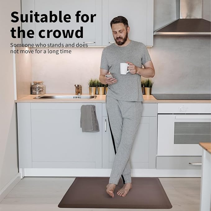 Art3d Anti Fatigue Mat - 1/2 Inch Cushioned Kitchen Mats - Comfort & Non Slip Cushion for Standing Desk, Office or Garage Floor (17.3"x28", Chocolate)