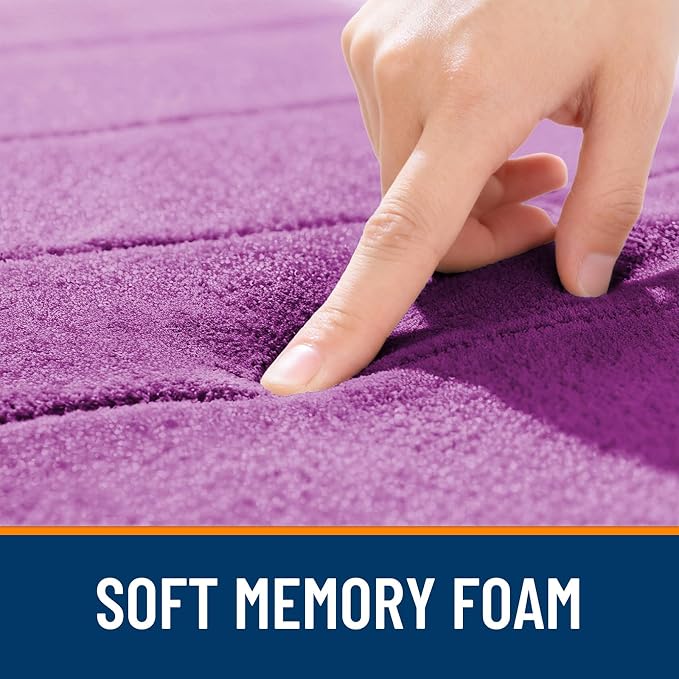 OLANLY Memory Foam Long Bathroom Rugs Runner 44x20, Super Soft Absorbent Bath Mat, Quick Dry, Machine Washable Shower Floor Rugs, Bathmat Carpet, Bathroom Home Decor Accessories, Purple