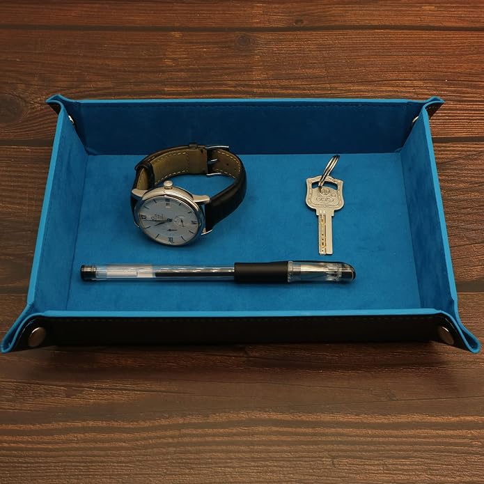 Valet Organizer - Catchall Tray for Jewelry, Wallets, Watches, Keys, Coins, Phones, Glasses - Perfect for Nightstand, Desk, Entryway