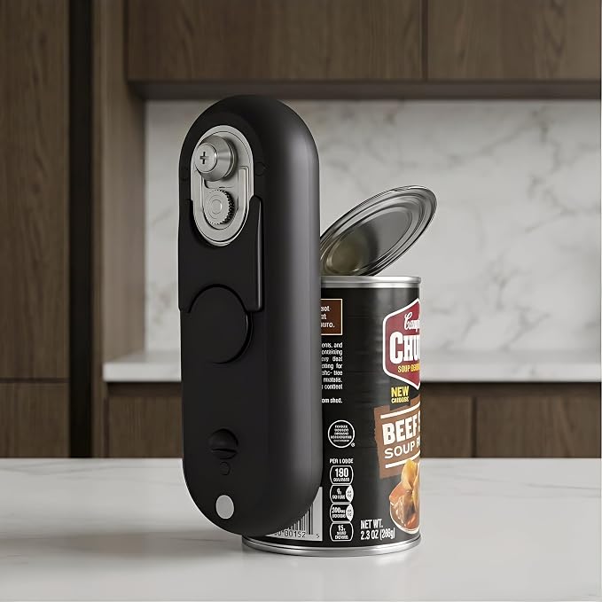 Electric Can Opener-Hands-Free Automatic,USB-C Rechargeable,Smooth Edge Opener for Seniors & Arthritis,120Min Runtime,Wall Mountable (Black)