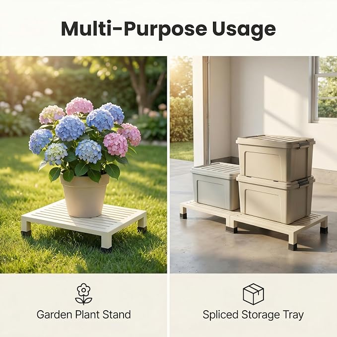 One Step Stool Platform 3.8" Height for Adults, Kids. Heavy Duty/Portable/Nonslip/Durable Construction Safe Step Stool for Bedroom/Kitchen Bed, Bathroom,Kitchen，Garden (White)