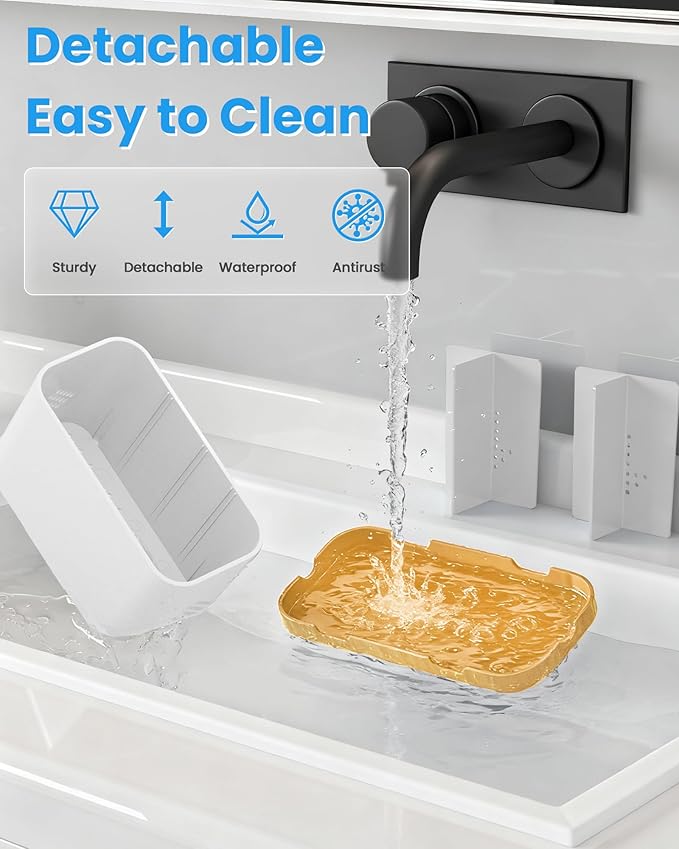 Toothbrush and Toothpaste Holders for Bathrooms Countertop - Detachable 5 Slots Kids Electric Toothbrush Holders Set Wall Mounted with Removable Dividers for Bathroom Decor and Accessories Organizer
