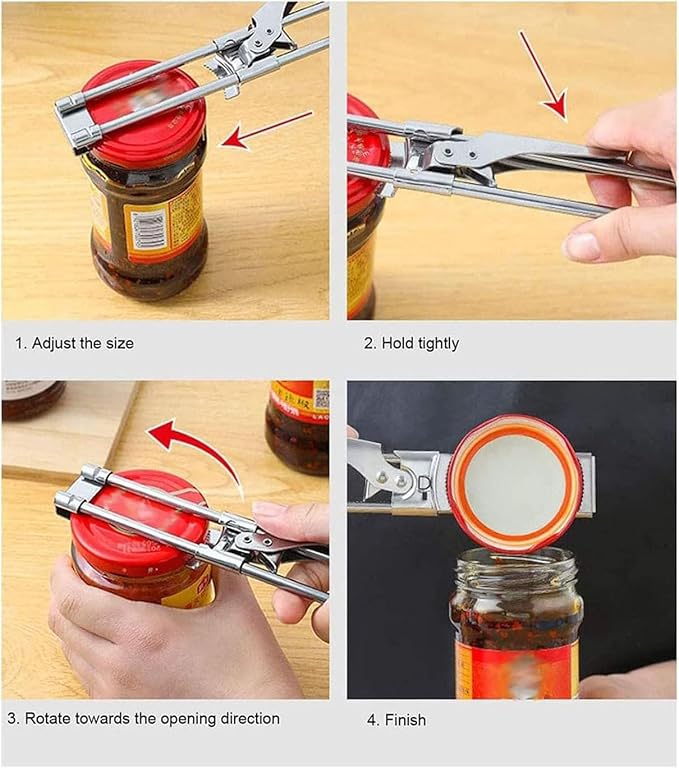 2PCS Master Jar & Bottle Opener,Adjustable Multifunctional Stainless Steel Can Opener Jar Lid Gripper,Manual,Kitchen Accessories（Silver）