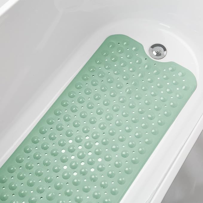 AmazerBath Shower Mat Non Slip 40 x 16 Inches, Shower Stall Mats with Suction Cups and Drain Holes, Non Slip Bath Mat for Tub for Elderly & Kids, Mint Green
