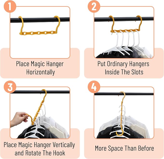 Mr. Pen- Space Saving Hangers, 8 pcs, 360° Rotating Hooks, Magic Cascading Hanger Organizer with 5 Enclosed Slots, Closet Organizers and Storage for Clothes, College Dorm Room Essentials