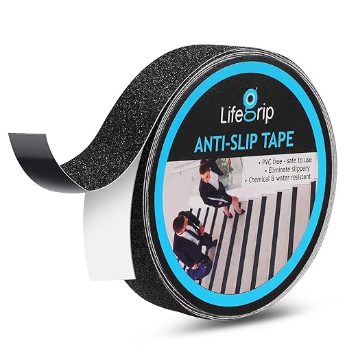 Lifegrip Anti Slip Traction Tape, 1 Inch x 15 Foot Friction Tape - Best Grip, Abrasive Adhesive for Stairs, Tread Step, Indoor, Outdoor (Friction Tape, 1" X 15')