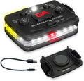 Guardian Angel Elite Series Safety Light, Beacon Device (White Front & White/Yellow Rear) Rechargeable, Magnetic, Hands-Free Wearable LED Flashlight for Construction, Roadside, Utility, & Rescue Ops