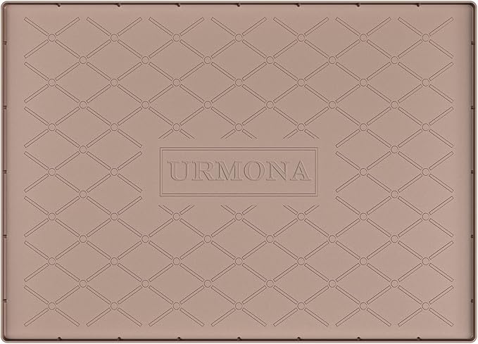 URMONA 28" x 22" Waterproof Silicone Mat in Multiple Sizes & Colors, Under Sink Mat for Kitchen & Bathroom, Pet Food Pad for Dogs & Cats, Kitchen Cabinet Liner, Multi-Purpose for Storage(Khaki)