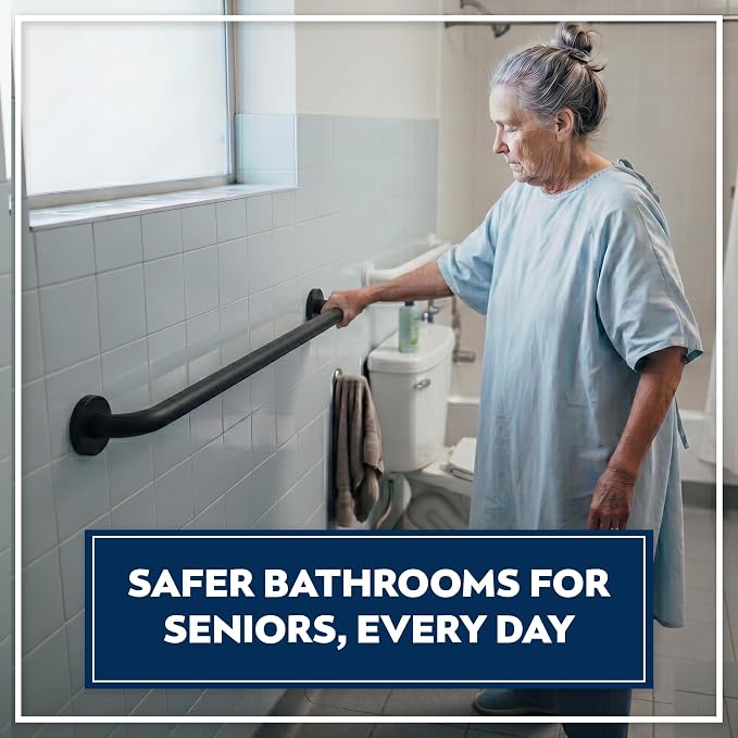 Shower Grab Bars 4 Pack – Complete Bathroom Safety Starter Bundle for Seniors – 16", 18", 24", 32" Lengths, 1.25" Diameter, 500 lb Rated – All-in-One Grab Bar Shower Safety Solution – Matte Black