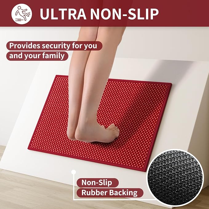 YDKGL Kitchen Rugs Non Slip Washable, Rubber Backing Soft Chenille Braided Kitchen Mats for Floor, Super Absorbent Kitchen Runner Rug Standing Mat Sink Mat, Easy to Clean, Red 17"x47"