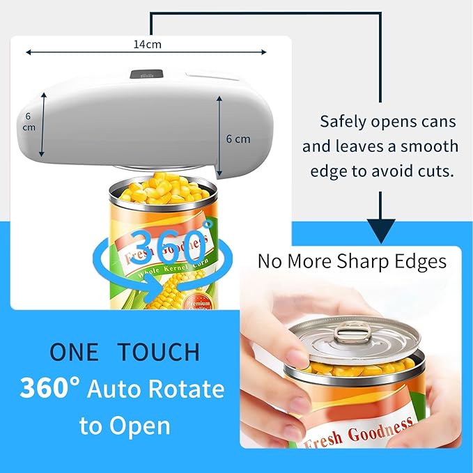 Electric Can Opener with LED Display, USB Rechargeable Electric Can Opener for Seniors & Arthritis, One-Touch Automatic Can Opener, Hands-Free, Smooth Edge, Compact, Cordless