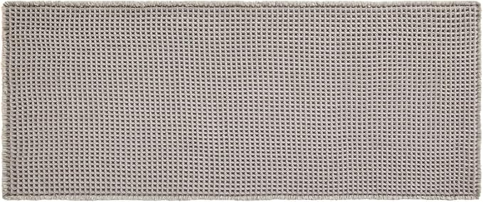 TYUU Waffle Runner Rug Bathroom, Long Boho Bathroom Rugs Non Slip Washable Super Absorbent Quick Dry Farmhouse Bath Decor, 60"x24" Light Grey