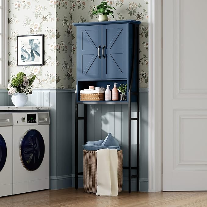 Over The Toilet Storage Cabinet, Over Toilet Bathroom Organizer with Doors Above Toilet Storage Cabinet Spacesaver Rack Behind Toilet Bathroom Organizer Over The Toilet Storage (Ultramarine)