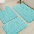 YIHOUSE Memory Foam Bathroom Rug Sets, 3 Piece, Teal | Ultra Soft, Absorbent, Non-Slip, Machine Washable