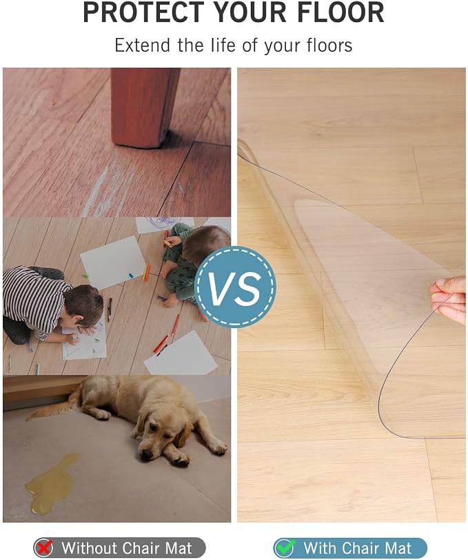Area Mat for Hard Floor, 3'×5' Transparent PVC Area Rug for Home, Waterproof Durable Floor Protector for Dining Room, Large Anti-Scratch Floor Mats for Laundry Room, Kitchen, Pet Litter Mat