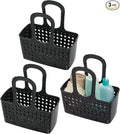 iDesign Portable Shower Tote Caddy for College Dorm or Bathroom, Set of 3, Black, Made in USA