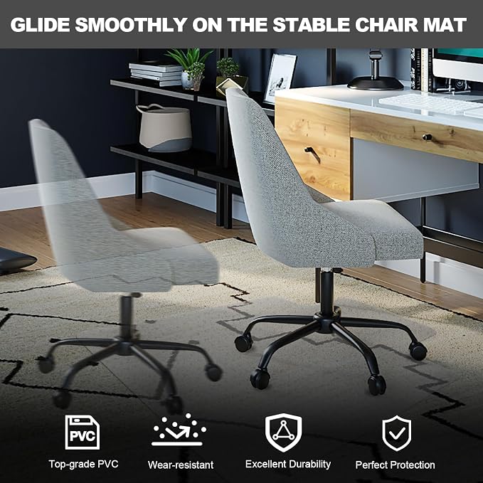 Chair Mat for Carpet- Low Pile (1/4" Thick) Carpet Protector for Office Gaming Computer Desk Chair. Heavy Duty Desk Chair Mat for Carpeted Floors, Semi Transparent (with Lip)
