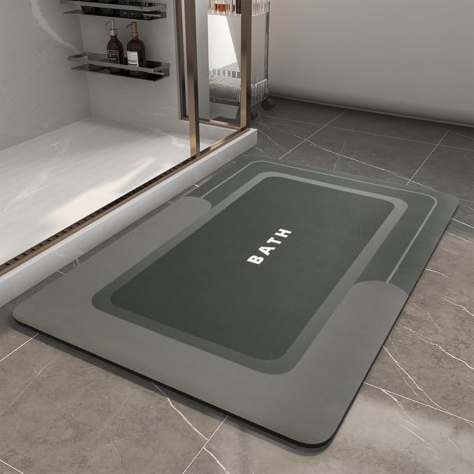 MontVoo-Bath Mat-Bath Mat Rug Non Slip Super Absorbent Stain Resistant Quick Dry Thin Bathroom Rug-Bath Mats for Bathroom Floor Bathtub Vanity-Bathmat Bath Rug Easy Care-17"x27" Darkgrey