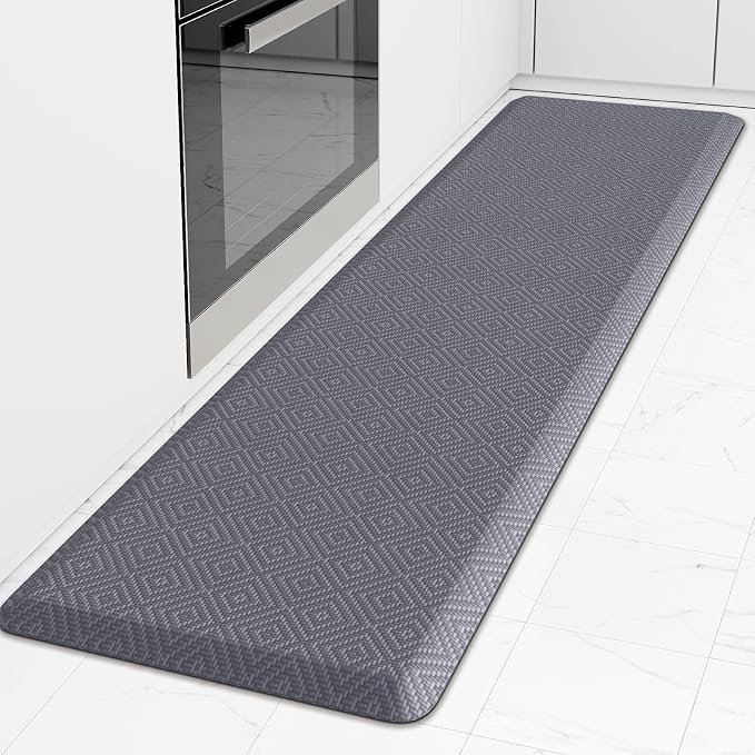 Mattitude Kitchen Mat Cushioned Anti-Fatigue Floor Mat Water Resistant Non-Slip Mats and Rugs Standing and Comfort Desk Mats for House Sink Office Laundry (Light Grey, 17.3"x60")