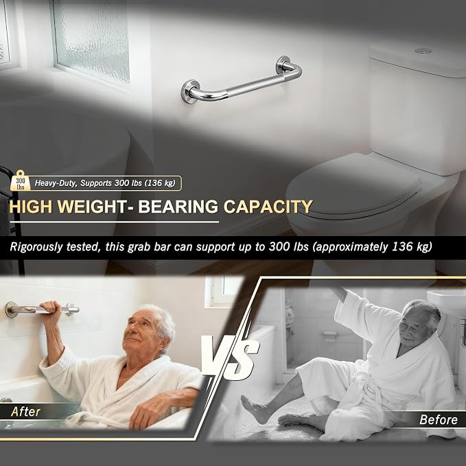 supregear Grab Bars for Bathtubs and Showers, Anti Slip Bathroom Grab Bars for Seniors, 304 Stainless Steel Safety Shower Handle, Toilet Handicap Elderly Assist Bathroom Wall Handle, 14 inch
