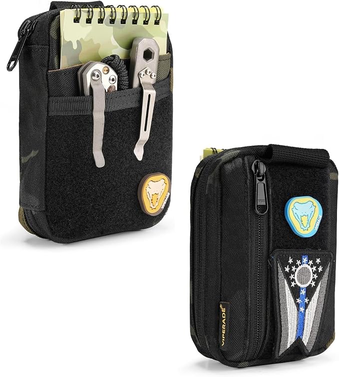 VIPERADE VE26 EDC Pouch Organizer with 11 Compartments, Small Tool Pouch with DIY Patches Area, EDC Pocket Organizer for Mutitools