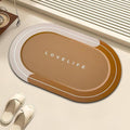Rubber Bath mats Quick-Drying Non-Slip Bathroom mat Super Absorbent Bath mat Instant Dry Bath mat, Bathroom Rug in Front of The Kitchen Sink, Shower Room, Bathtub, Oval(Brown+16.9x26.7in)
