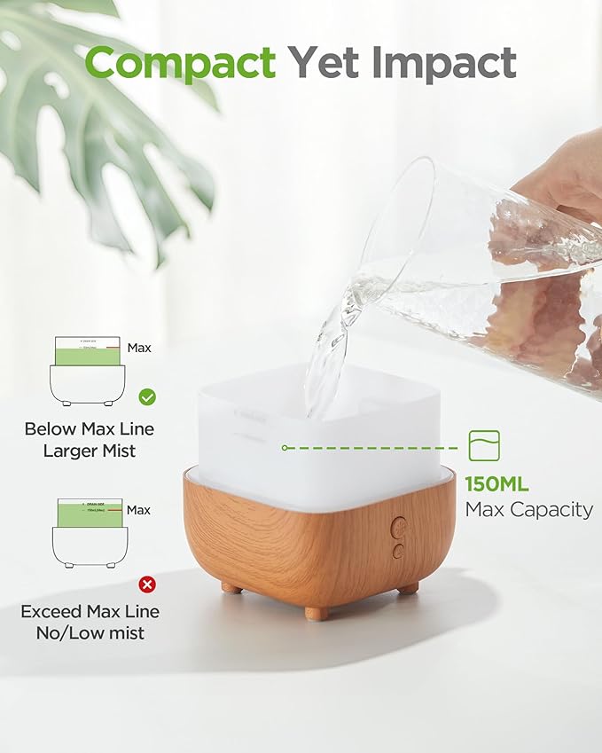 InnoGear 150ml Essential Oil Diffuser, 2 Pack 5-in-1 Diffusers for Home Scent 8 LED Color Aromatherapy Diffuser Air Desk Mini Humidifier Small Vaporizer Aroma Diffuser for Laptop Office, Medium
