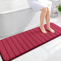 OLANLY Memory Foam Long Bathroom Rugs Runner 59x20, Super Soft Absorbent Bath Mat, Quick Dry, Machine Washable Shower Floor Rugs, Bathmat Carpet, Bathroom Home Decor Accessories, Burgundy