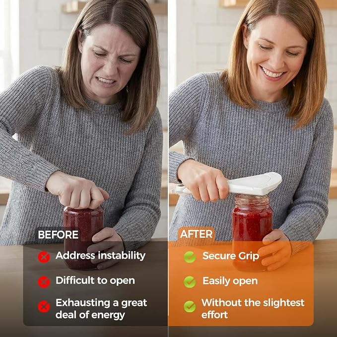 Adjustable Jar Opener Bottle Opener, 2026 Multifunctional Can Opener for Weak Hand & Seniors with Arthritis, Manual Jar Lid Gripper Opener, Fits Kitchen Jars, Bottles & Cans (mixed,2pcs)