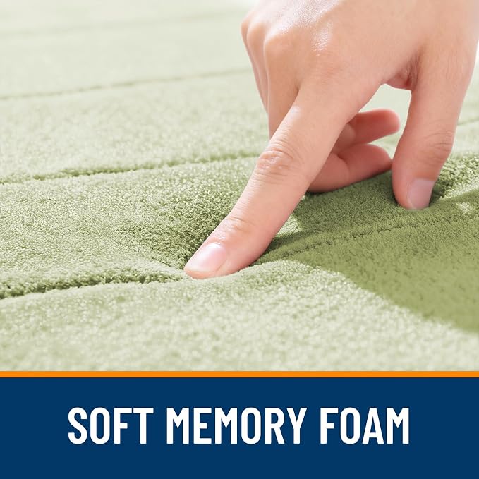OLANLY Memory Foam Long Bathroom Rugs Runner 59x24, Super Soft Absorbent Bath Mat, Quick Dry, Machine Washable Shower Floor Rugs, Bathmat Carpet, Bathroom Home Decor Accessories, Vanilla