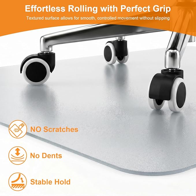 Chair Mat for Hardwood Floor, 35.5" x 47.5" Clear Office Chair Mat for Hardwood Floors with Lip, Desk Chair Mat for Rolling Chair, Smooth Rolling Desk Chair Mat, Easy-Clean Floor Protector