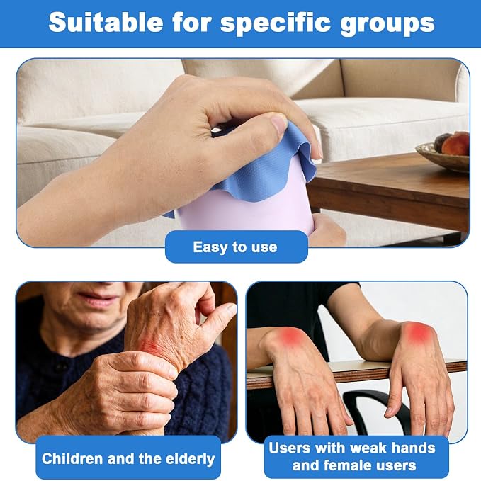 4pcs Jar Opener Gripper Pads, Rubber Can Opener Bottle Lid Cap Gripper Pads for Weak Hands Seniors Elderly Multi-Function Kitchen Coasters Gadgets (Red, Blue)