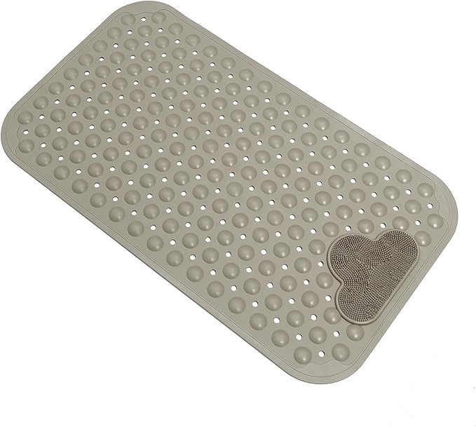 Bath Tub Mat Shower Mat Non Slip Bathtub Mats with Suction Cups Bath Mat for Tub Bathroom Mats 28" X 16" Machine Washable (Light Brown)
