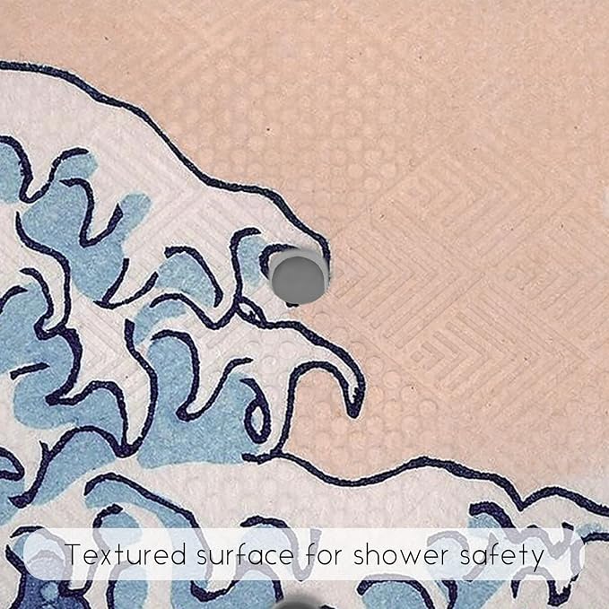 Bathtub Mat Non Slip, Japanese Wave Square Bath tub Mat Shower Floor Mat with Suction Cups for Adults Kids Elderly 21 X 21 Inch