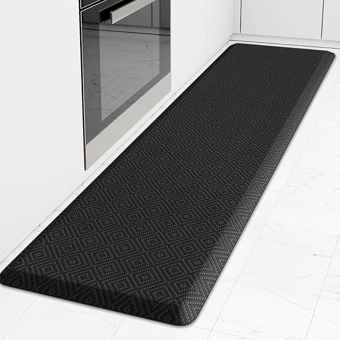 Mattitude Kitchen Mat Cushioned Anti-Fatigue Floor Mat Water Resistant Non-Slip Mats and Rugs Standing and Comfort Desk Mats for House Sink Office Laundry (Black, 17.3"x60")